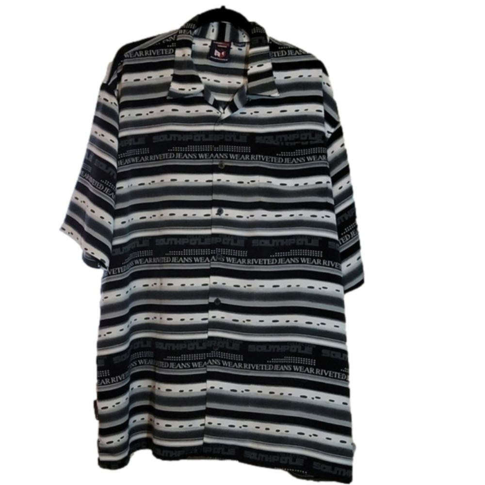 𝅺SOUTHPOLE Denim Men's XXL button-down SS shirt.  EUC. Silky feel.